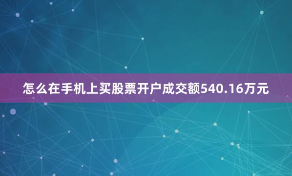 怎么在手机上买股票开户成交额540.16万元